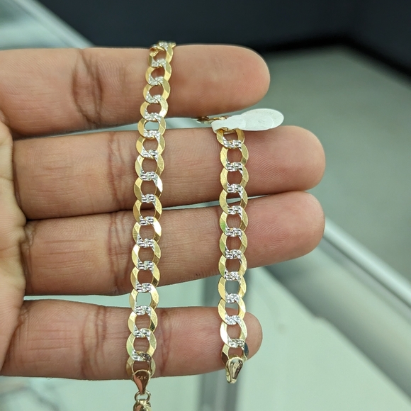 14kt Real Solid Gold Cuban Diamond Cut Bracelet
